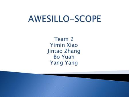 Team 2 Yimin Xiao Jintao Zhang Bo Yuan Yang.  Our proposed project is a digital oscilloscope with playback function that provides almost any function.