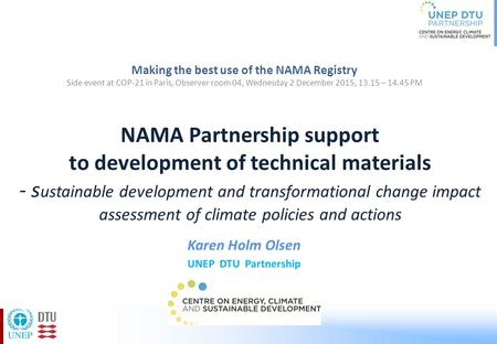 NAMA Partnership support to development of technical materials - s ustainable development and transformational change impact assessment of climate policies.