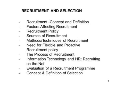 RECRUITMENT AND SELECTION