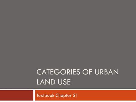 Categories of urban Land Use