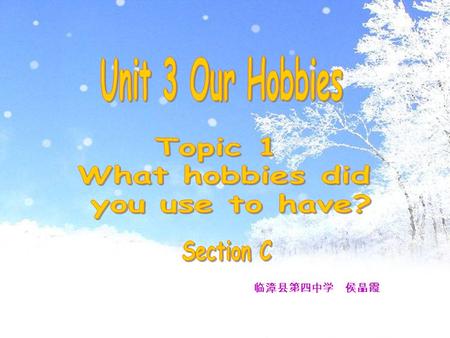 临漳县第四中学 侯晶霞 Talk about your hobbies in the past according to the pictures and the example. Example: I used to walk a pet dog.