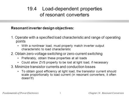 19.4 Load-dependent properties of resonant converters