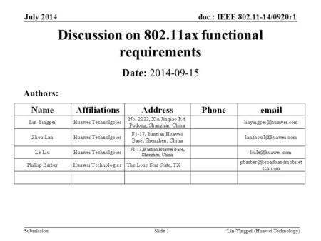 Discussion on ax functional requirements