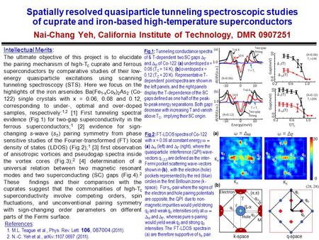 Spatially resolved quasiparticle tunneling spectroscopic studies of cuprate and iron-based high-temperature superconductors Nai-Chang Yeh, California Institute.