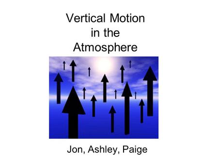 Vertical Motion in the Atmosphere Jon, Ashley, Paige.