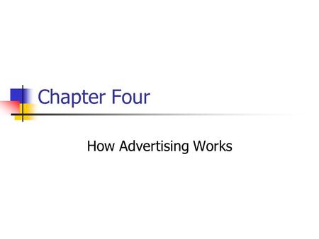 Chapter Four How Advertising Works. Prentice Hall, © 20094-2 If someone says, “I know half my advertising is wasted, but I don’t know which half,” is.