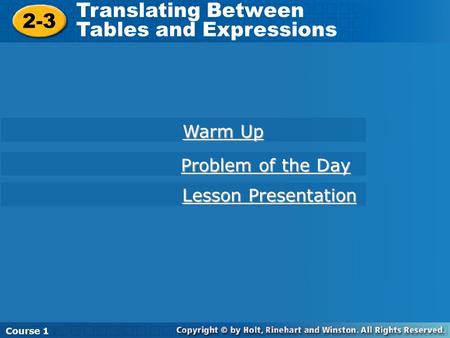 Translating Between Tables and Expressions 2-3