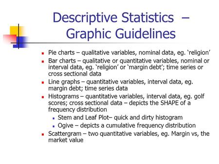 Descriptive Statistics – Graphic Guidelines