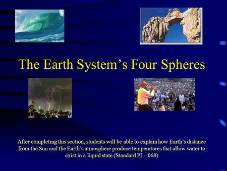 The Earth System’s Four Spheres