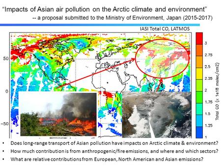 “Impacts of Asian air pollution on the Arctic climate and environment” -- a proposal submitted to the Ministry of Environment, Japan (2015-2017) Does long-range.