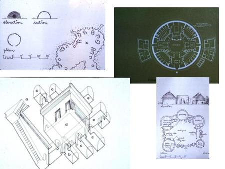 In the previous slide were shown, in elementary form, four housing designs with their pattern of settlement. Please describe in four paragraphs: 1. Where.