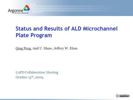 Status and Results of ALD Microchannel Plate Program