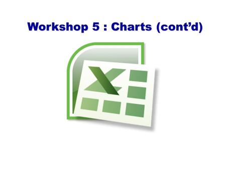 Workshop 5 : Charts (cont’d). Bar Chart A chart with rectangular bars with the height (or length) of each bar being proportional to the actual values.