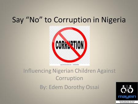 Say “No” to Corruption in Nigeria