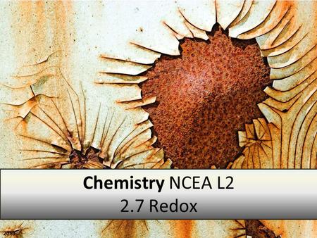 Chemistry NCEA L2 2.7 Redox 2013.