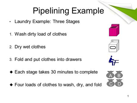 Pipelining Example Laundry Example: Three Stages