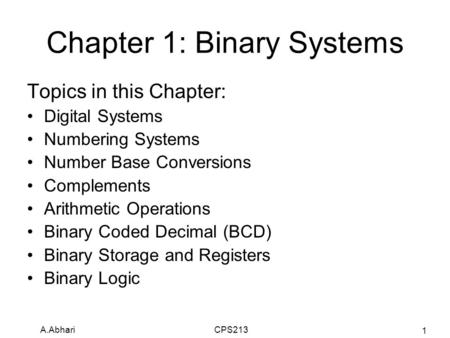 Chapter 1: Binary Systems