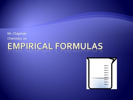 Mr. Chapman Chemistry 20. Converting from grams to moles Need: Moles and Mass worksheet.