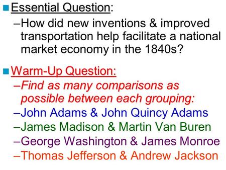 Find as many comparisons as possible between each grouping: