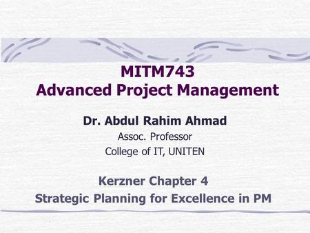 MITM743 Advanced Project Management