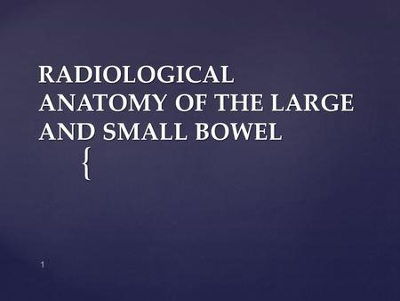 RADIOLOGICAL ANATOMY OF THE LARGE AND SMALL BOWEL