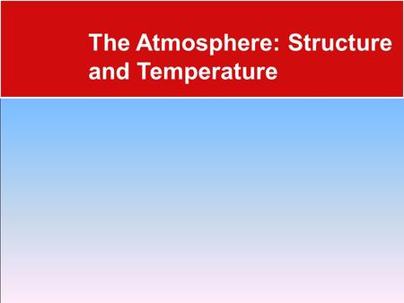 The Atmosphere: Structure and Temperature