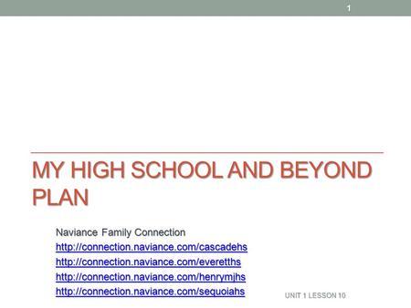 MY HIGH SCHOOL AND BEYOND PLAN Naviance Family Connection