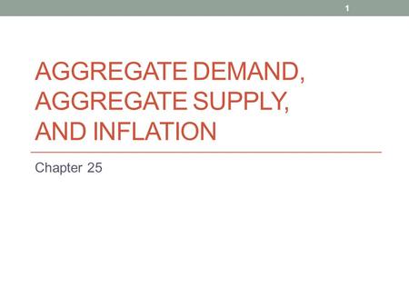 AGGREGATE DEMAND, AGGREGATE SUPPLY, AND INFLATION Chapter 25 1.