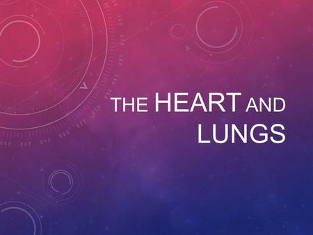 THE HEART AND LUNGS. IMPORTANCE OF BLOOD Brings oxygen, nutrients, and other necessary materials to your body cells and carries waste products away Cardiovascular.