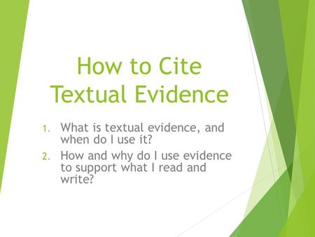 How to Cite Textual Evidence