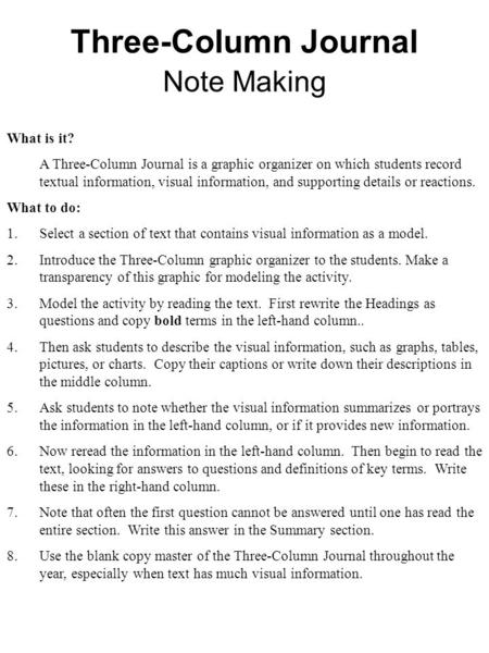 Three-Column Journal Note Making