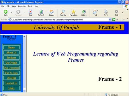 Frame - 1 Frame - 2 Frame - 3. My website Index.html.
