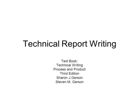 Technical Report Writing