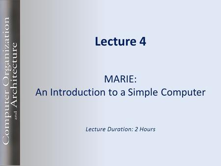 Lecture Overview Introduction Instruction processing A simple program