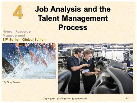 4- 4-14 Job Analysis and the Talent Management Process Human Resource Management 14 th Edition, Global Edition By Gary Dessler Copyright © 2015 Pearson.