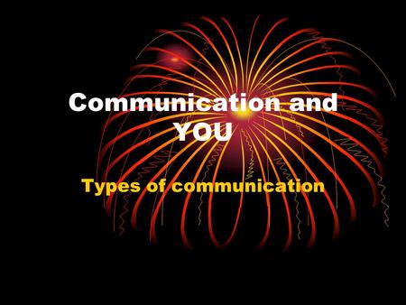 Communication and YOU Types of communication. What is Communication The process of sending and receiving messages to achieve understanding.