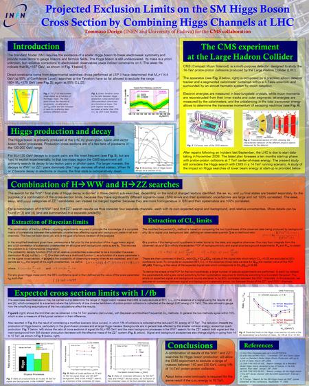 Projected Exclusion Limits on the SM Higgs Boson Cross Section by Combining Higgs Channels at LHC Tommaso Dorigo (INFN and University of Padova) for the.