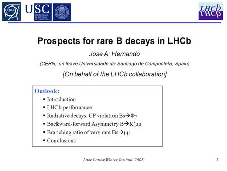 Lake Louise Winter Institute 20081 Outlook:  Introduction  LHCb performance  Radiative decays: CP violation Bs  Φγ  Backward-forward Asymmetry B 