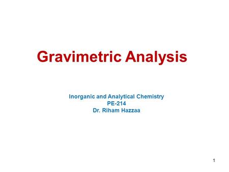 Inorganic and Analytical Chemistry