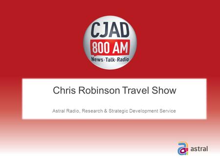 Chris Robinson Travel Show Astral Radio, Research & Strategic Development Service.