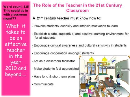 The Role of the Teacher in the 21st Century Classroom