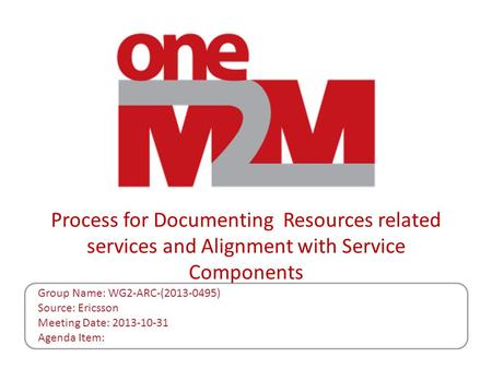 Process for Documenting Resources related services and Alignment with Service Components Group Name: WG2-ARC-(2013-0495) Source: Ericsson Meeting Date: