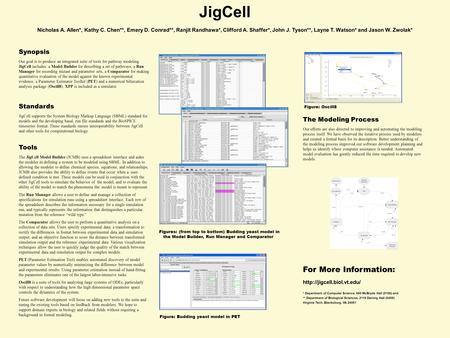 JigCell Nicholas A. Allen*, Kathy C. Chen**, Emery D. Conrad**, Ranjit Randhawa*, Clifford A. Shaffer*, John J. Tyson**, Layne T. Watson* and Jason W.