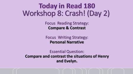 Focus Reading Strategy: Compare & Contrast Focus Writing Strategy: Personal Narrative Essential Question: Compare and contrast the situations of Henry.