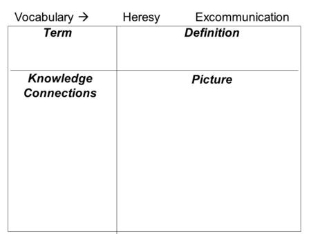 Knowledge Connections Definition Picture Term Vocabulary  HeresyExcommunication.