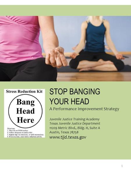 STOP BANGING YOUR HEAD A Performance Improvement Strategy Juvenile Justice Training Academy Texas Juvenile Justice Department 11209 Metric Blvd., Bldg.