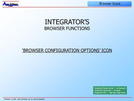 COPYRIGHT © 2008 – APEX SOFTWARE LTD. ALL RIGHTS RESERVED Human Resources COPYRIGHT © 2008 – APEX SOFTWARE LTD. ALL RIGHTS RESERVED Browser Icons INTEGRATOR’S.