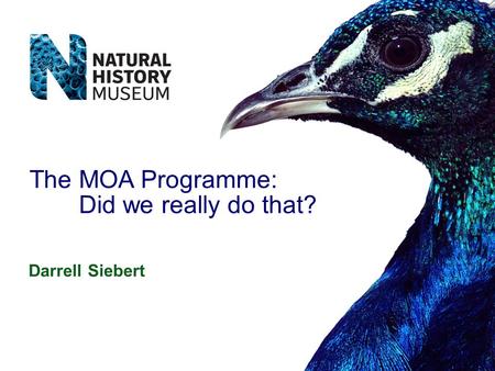 Darrell Siebert The MOA Programme: Did we really do that?