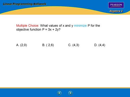 Linear Programming-Bellwork