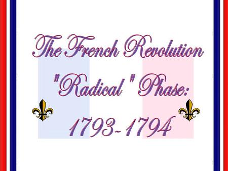 Attitudes & actions of monarchy & court Fear of Counter- Revolution Religious divisions Political divisions War Economi c Crises The Causes of Instability.